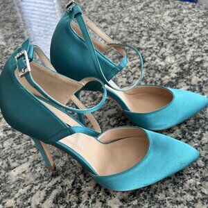 ERIJUNOR Women’s Satin Stiletto Heels - Teal Color Size 7 (PRICE DROP AGAIN !!!)
